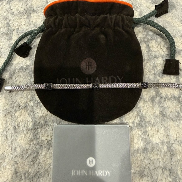 John Hardy Icon Pave Black Sapphire Four Station Silver Bracelet - Picture 2 of 3